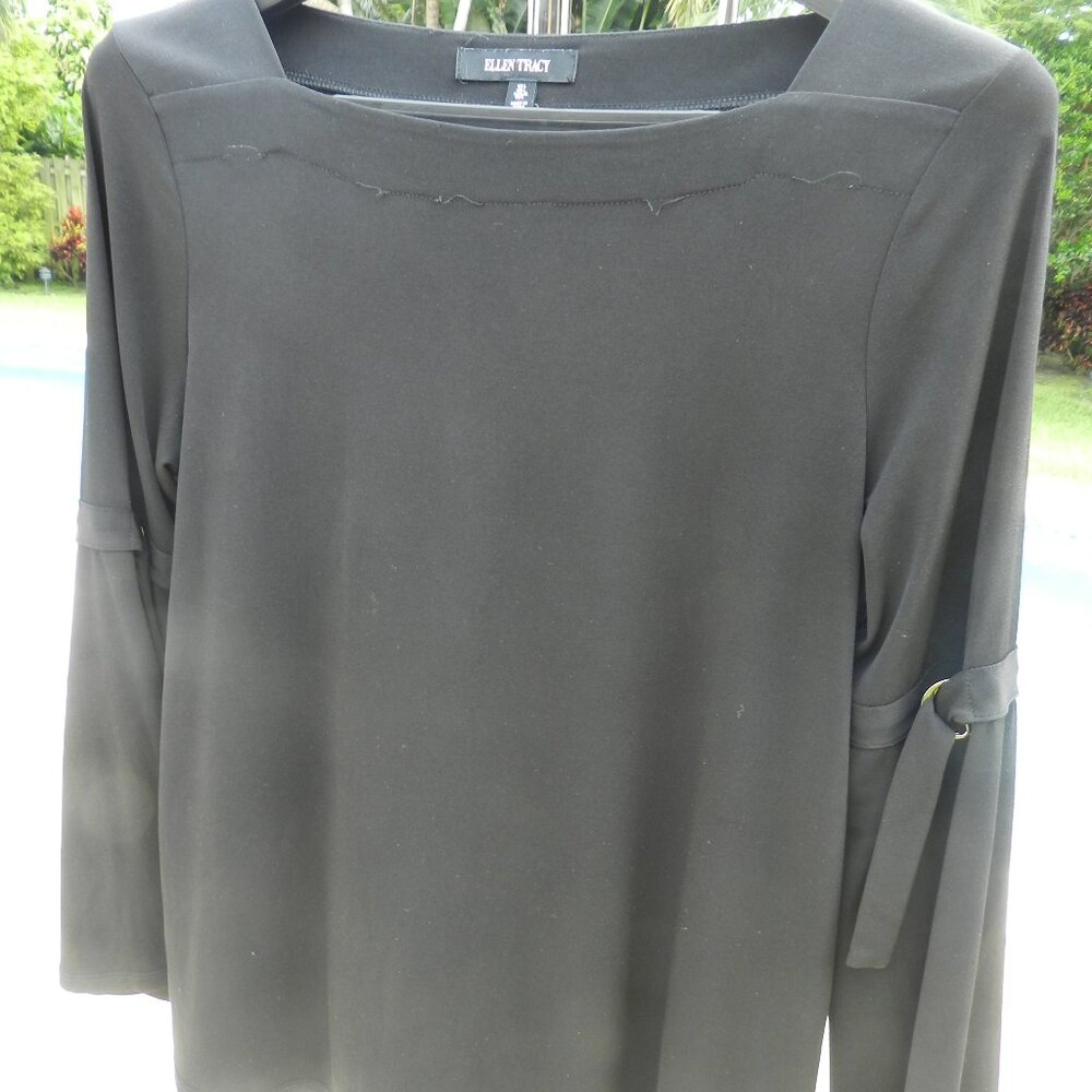 Ellen Tracy Black Bell Sleeve Top Size L | Women’s Long Sleeve Blouse